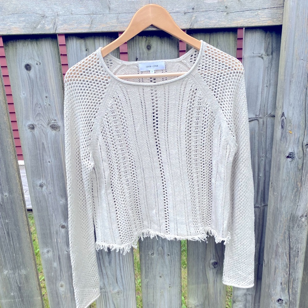 John & Jenn lightweight fringe trim sweater